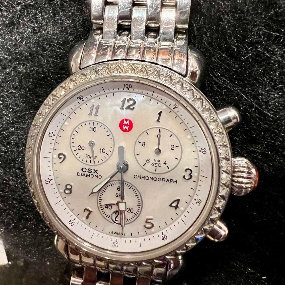 Michele CSX Diamond women’s chronograph watch Mother of Pearl Face